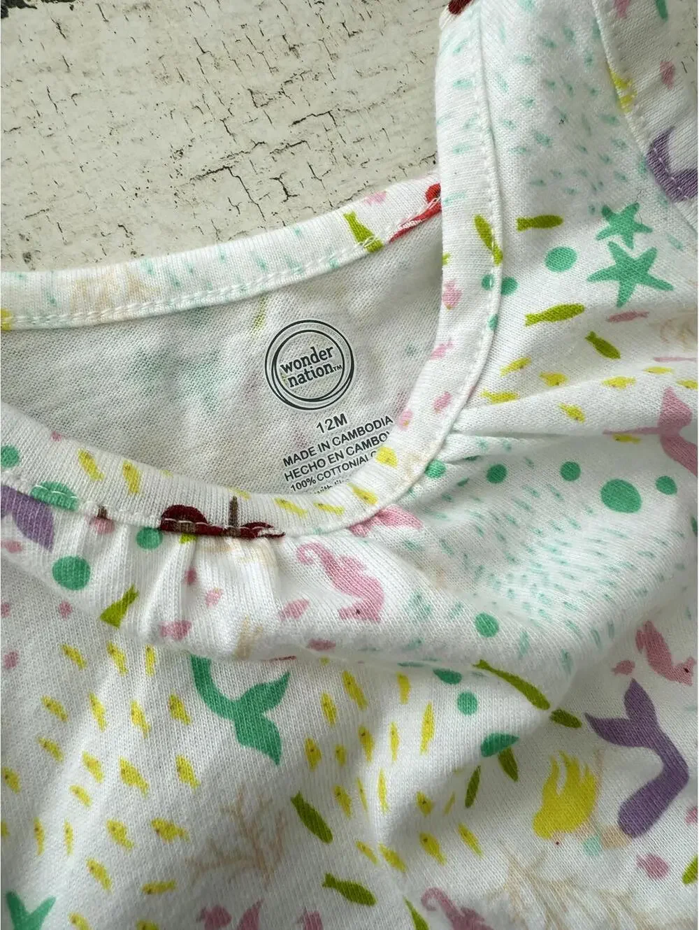 Toddler Girls Mermaid Print Dress Toddler Size 12M Sleeveless Lightweight